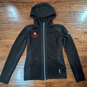 Descente Black Polartec Zip Up Hooded Sweater Women's with Branding